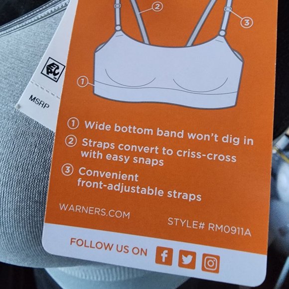 NWT WARNERS Wire Free Convertible Bra Large - Picture 7 of 11